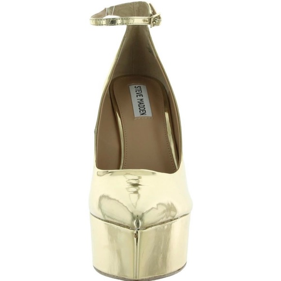 Steve Madden Womens Ladonna Gold Patent Exotic Platform Heels Wedges NWT - Picture 3 of 3